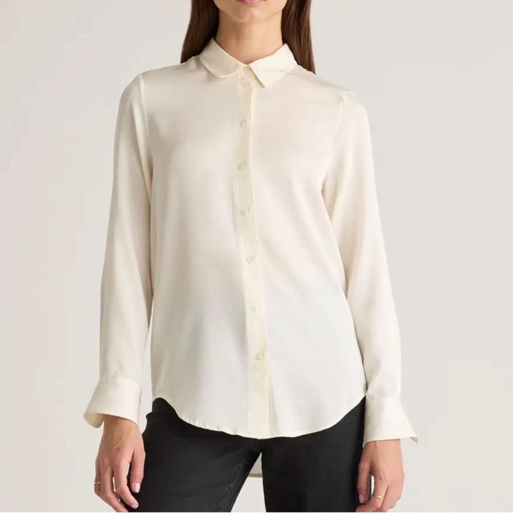 QUINCE Washable Stretch Silk Blouse SZ S